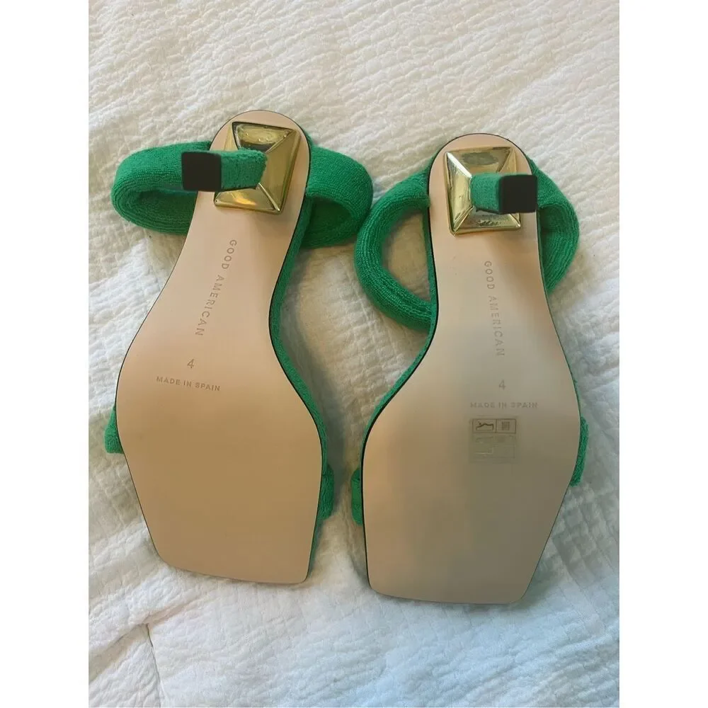 Good American Kelly Green Terry Cloth Sandal New In Box Size 4